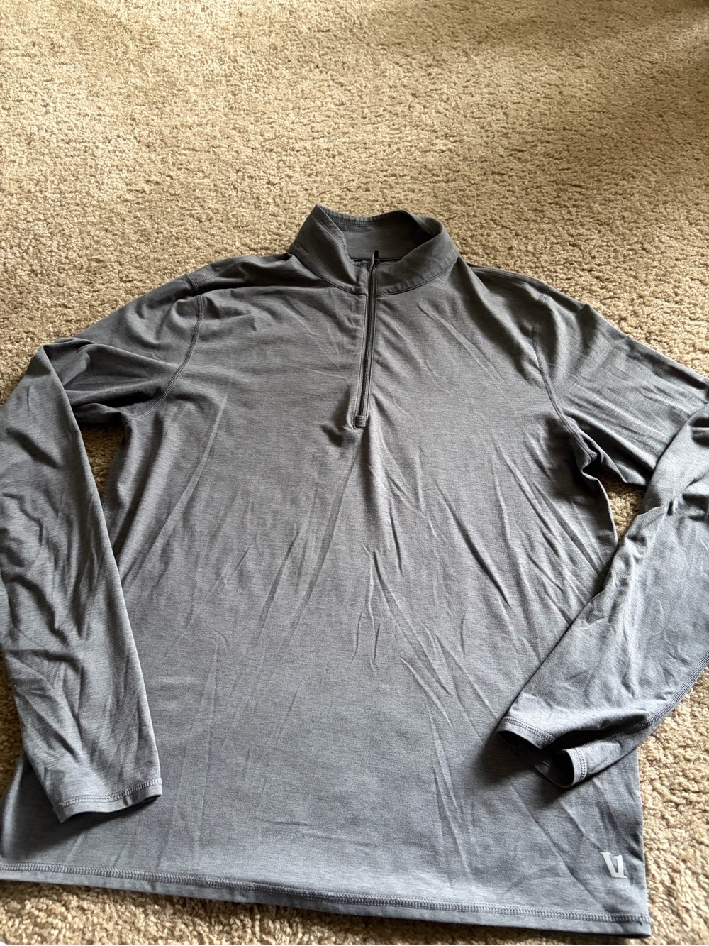 Vuori, Mens, Medium Gray Quarter-Zip Performance, Ponto